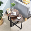 Set of 2 Pcs Modern Coffee Side End Tables Nest Wooden Tabletop Metal Legs Stand