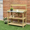 3 Tier Garden Patio Potting Table Wooden Planting Bench Workstation with Hooks