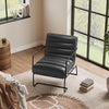 Retro Faux Leather Upholstered Armchair Industrial Steel Frame Accent Sofa Chair