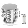 Revolving Rotating Steel 12/16 Jar Spice Rack Storage Glass Jars & Chrome Lids