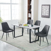 150cm Dining Table Set and 4 PU Leather Chairs Kitchen Marble Effect Grey Table