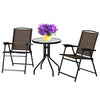 3PCS Patio Bistro Set Outdoor Garden Conversation Furniture 2 Folding Chairs