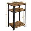 End Table Rustic Industrial End Telephone Table w/ 2-Tier Shelves for Any Rooms