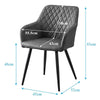 Set of 2 Dining Chairs Velvet Faux Leather Seat Modern Kitchen Chairs