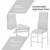 4x White Faux Leather Dining Chairs&Grey Marble Tempered Glass Dining Table Set