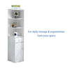 White Corner Cabinet 3-Tier Shelves 1 Drawer 1 Door Bathroom Slim Floor Cabinets