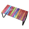 Rainbow Glass Coffee Table Metal Leg Side End Side Table Living Room Rectangle