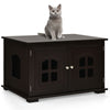 Wooden Cat Litter Box Enclosure Kitty Washroom Toilet Storage Cabinet W/ Window