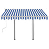 Manual Retractable Awning with 3.5x2.5 m Blue and White Y7A9