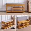 2 Tier Wooden Hallway Shoe Rack Storage Bench Bed End Stool Fabric Padded Seat