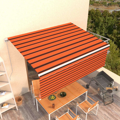 Manual Retractable Awning with Blind 4x3m Orange&Brown A8T5