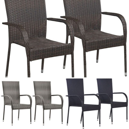 Stackable Outdoor Chairs 2/4/6 pcs Poly Rattan Bistro Garden Chairs Patio Seat