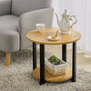 2 Tier Wooden Coffee Table With Metal Legs 50/60cm Round Side Table Home Office