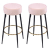 Round Velvet Breakfast Bar Stools 2pcs Pink Padded Counter High Dining Chairs UK