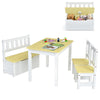 4PCS Kids Table & Chair Set 2-In-1 Wooden Toddler Activity Furniture Storage Box