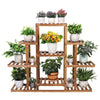 9-Tier Large Carbonized Wood Plant Stand Flower Pot Holerd Thicken Slats Shelf