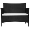 Garden Bench with Cushion Poly Rattan Black Outdoor Patio Bench Seat