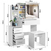 Dressing Table With Drawers Mirror Stool Set Makeup Desk Vanity Table Bedroom