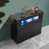 LED Sideboard Cabinet Storage 2 Doors Cupboard Buffet High Gloss Front Black