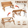 2 in 1 Picnic Table Bench Set Outdoor Garden Chiair with Built-in Umbrella Hole