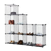 16 Cubes Storage Rack Wire Mesh Interlocking Display Shelves Stackable Cabinet