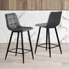 2X Grey Velvet Bar Stools Kitchen Pub Chairs Breakfast Stools 65 cm seat High
