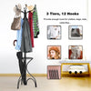 Modern Coat Stand Hanger 12 Hooks Metal Clothes Rack with Umbrella Holder
