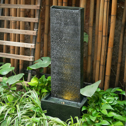Outdoor Indoor Slate Effect LED Garden Water Feature Waterfall Ornament Fountain