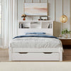 Wooden Storage Bed Frame with Bookcase Shelves Underbed Drawer QR