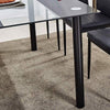 Black&Clear Rectangular Tempered Glass Dining Table Black Metal Legs Dining Room