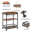 3Tier Metal Wood Rolling Kitchen Serving Trolley Cart Veg Storage Rack w/ Wheels