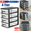 Plastic Storage Box 4 Tier Drawer Tower Cabinet Home Office Desktop Organizer