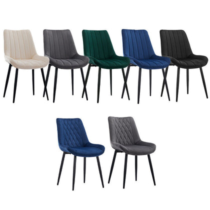 2pcs Velvet Fabric Dining Chairs Set Back Seat Metal Legs Reception Chair Office