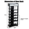 7+6 Tier Wooden Shoe Storage Rack Entryway Display Organizer with Drawer & Hooks