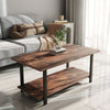 Retro Coffee Table 2 Tier Rectangle Rustic Wood Living Room Table Storage Shelf