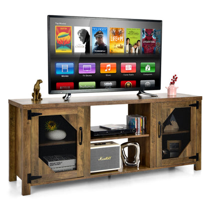 Modern TV Cabinet Stand Wooden Media Storage Shelves W/ Doors Drawer 65-Inch TV