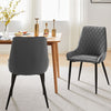 2x Ergonomic Grey Velvet Soft Padded Dining Chairs Set Metal legs Home Chair