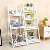 Ladder Shelf Wooden Plant Stand Storage Rack White 4 Tier