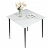 Industrial Square Marble Dining Table Kitchen Eating Table & Black Legs 4 Seater