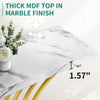 Faux White Marble Console Table Wooden Top Gold Metal C Shaped Legs Entryway
