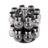 Rotating Revolving Plastic 16 Jar Spice Rack Storage Glass Jars & Chrome Lids