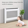 Large White Radiator Cover Safe Rounded Edges Slatted Grill Sidewall Shelf Decor