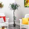 1.6M Potted Purple Wisteria Flower Artificial Tree Fake Blossom Plant Home Décor