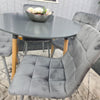 Dining Table Set Of 4 Round Grey Dining Table And 4 Grey Velvet Tufted Chairs