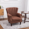 Velvet Linen Occasional Armchair Queen Anne Chair Lounge Oyster Wing Back Sofa