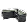 17" Tall L-Shaped Large Galvanized Metal Raised Garden Bed Plant Flower Grow Box