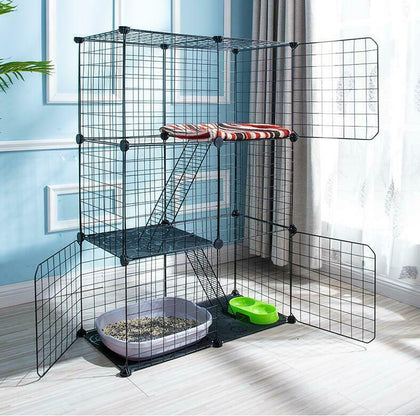 LEVEL Large DIY Collapsible Pet Cat Wire Cage Indoor Outdoor Playpen Vacation