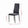 4x Black Fabric Dining Chairs & Round Glass Dining Table Black Metal Legs Set