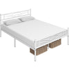 4ft6 Double Bed Platform Bed Frame with Headboard and Metal Bed Slats for Adults