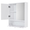 Bathroom Mirror Cabinet Wall Mounted Storage Cupboard Double Door + Compartment